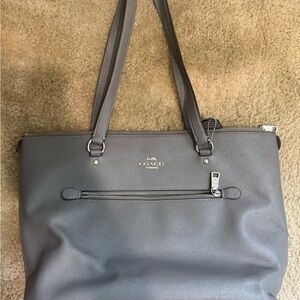 Coach Charcoal Leather Tote Bag